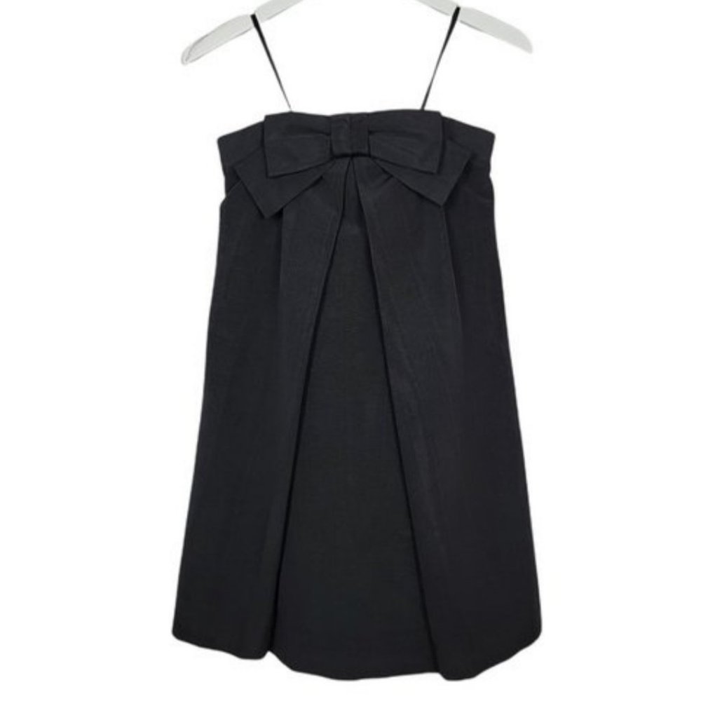 Milly Of New York Black Strapless Sleeveless Mini Cocktail Dress With Bow Size 6